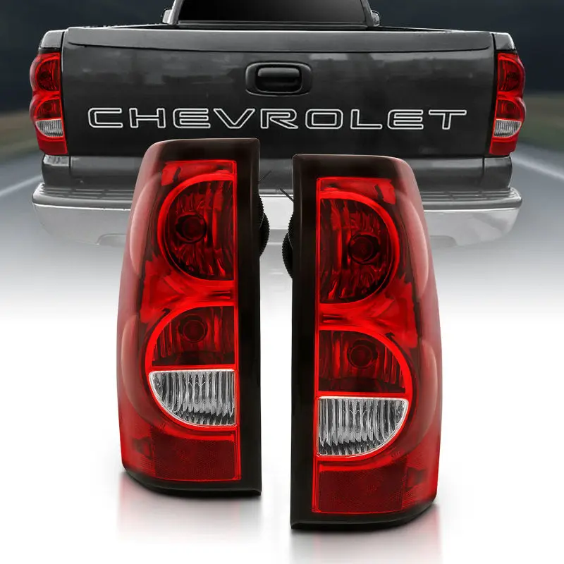 ANZO 2004 2007 Chevy Silverado Taillight Red Clear Lens w Black Trim (OE Replacement)