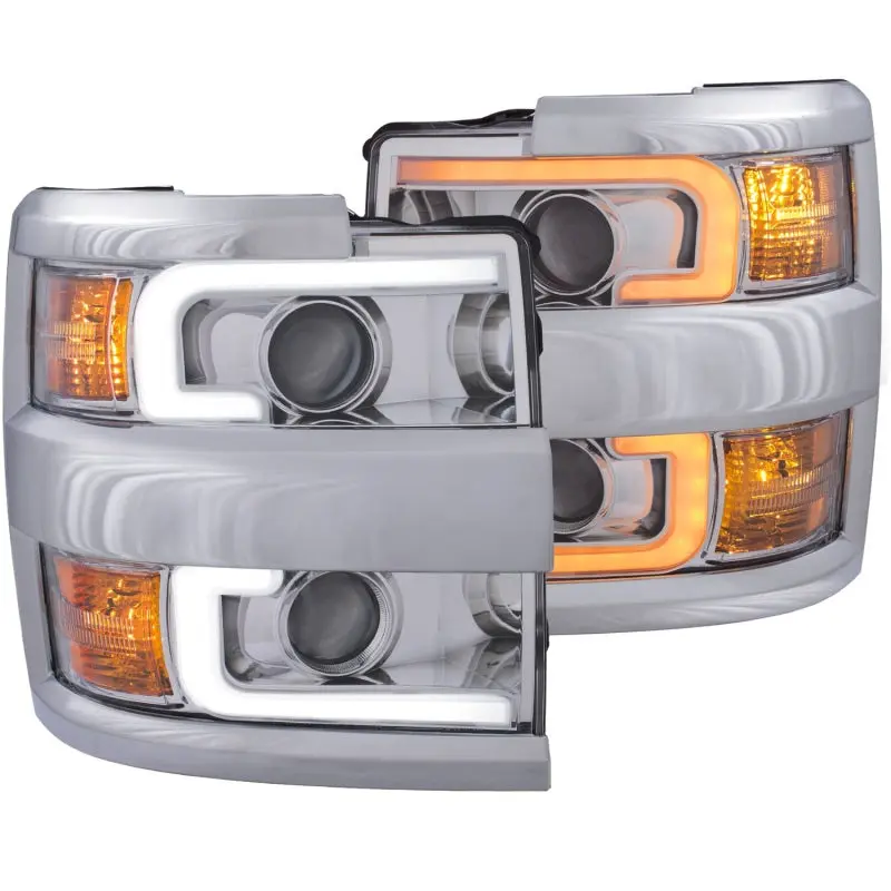 ANZO Projector Headlights 15 17 Chevrolet Silverado 2500HD 3500HD Chrome w Chrome Rim
