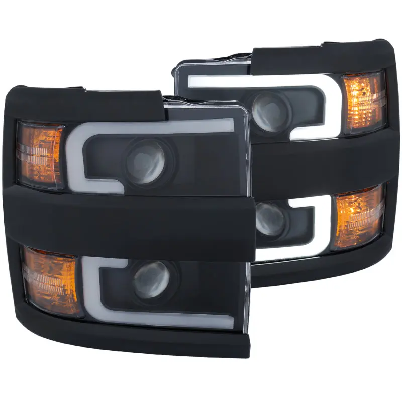 ANZO Projector Headlights 15 17 Chevrolet Silverado 2500HD 3500HD Black w Black Rim