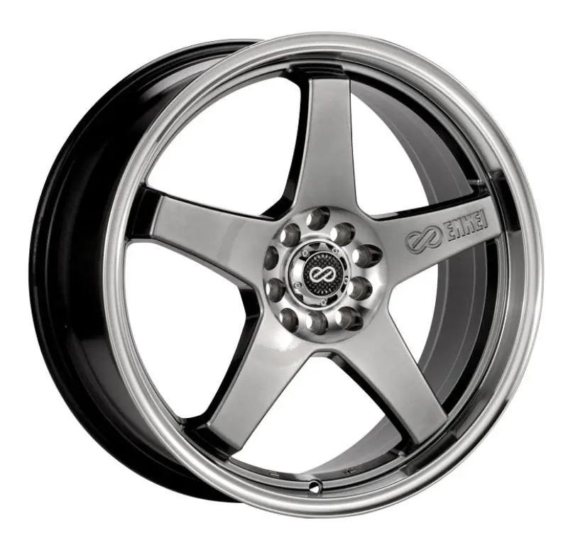 Enkei EV5 17x7 4x100 108 45mm Offset 72.6 Bolt Diameter Hyper Black w Machined Lip Wheel