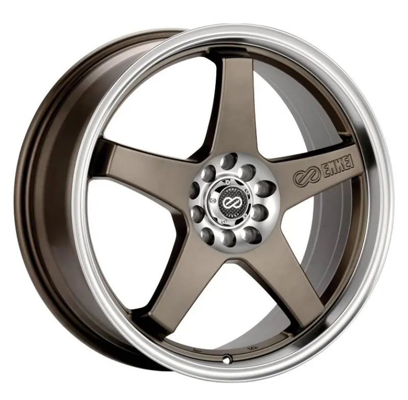 Enkei EV5 17x7 5x100 114.3 38mm Offset 72.6 Bolt DiameterMatte Bronze w Machined Lip Wheel