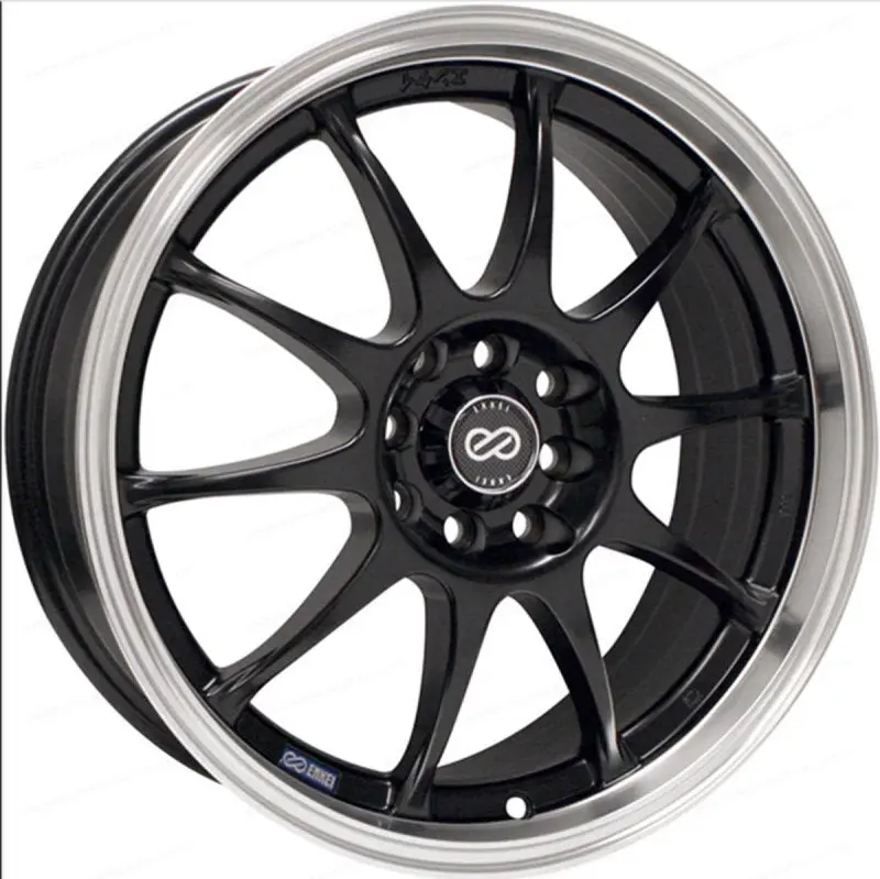 Enkei J10 15x6.5 5x100 114.3 38mm Offset 72.62mm Bore Dia Matte Black w Machined Lip Wheel
