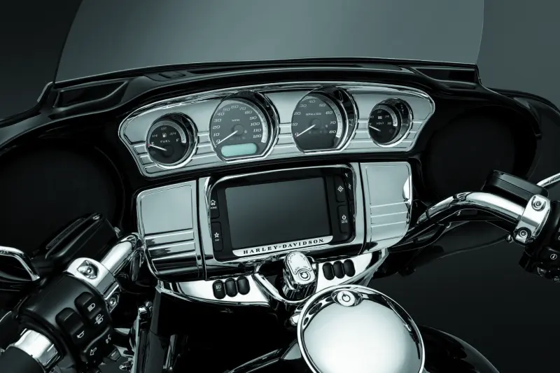 Kuryakyn Deluxe Tri Line Stereo Trim Kit 14 Up Touring Models Chrome