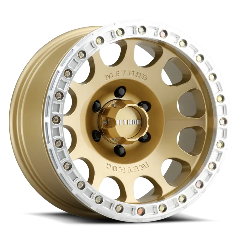 Method MR105 V3 Beadlock 17x9 38mm Offset 5x5 71.5mm CB Gold Wheel w BH H24125 Method Wheels