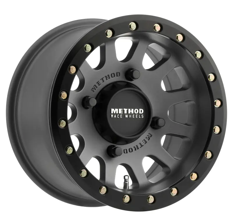 Method MR401 UTV Beadlock 15x7 4+3 13mm Offset 4x136 106mm CB Titanium Wheel Matte Black Ring Method Wheels