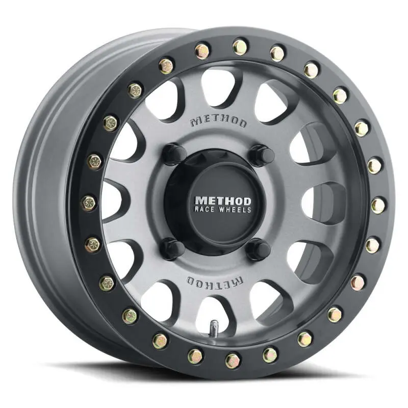 Method MR401 UTV Beadlock 15x7 5+2 38mm Offset 4x156 132mm CB Titanium Wheel Matte Black Ring Method Wheels