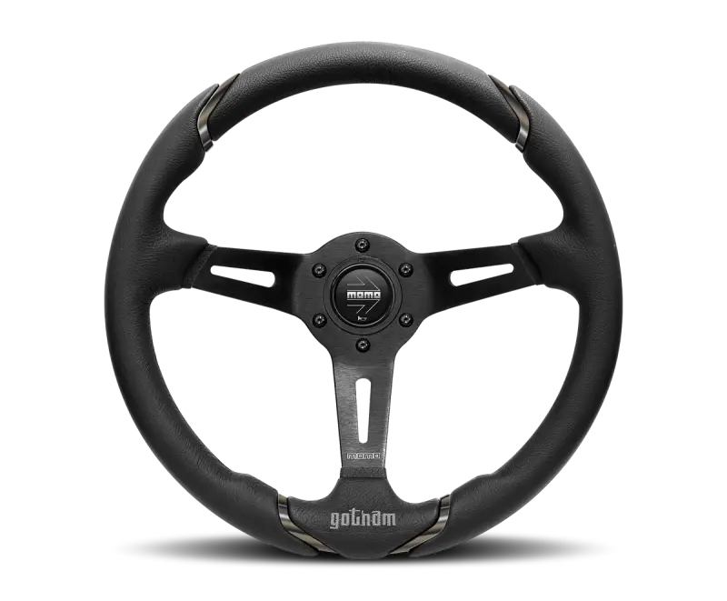 Momo Gotham Steering Wheel 350 mm Black Leather Black Spokes
