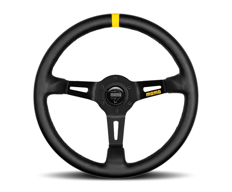 Momo MOD08 Steering Wheel 350 mm Black Leather Black Spokes 1 Stripe