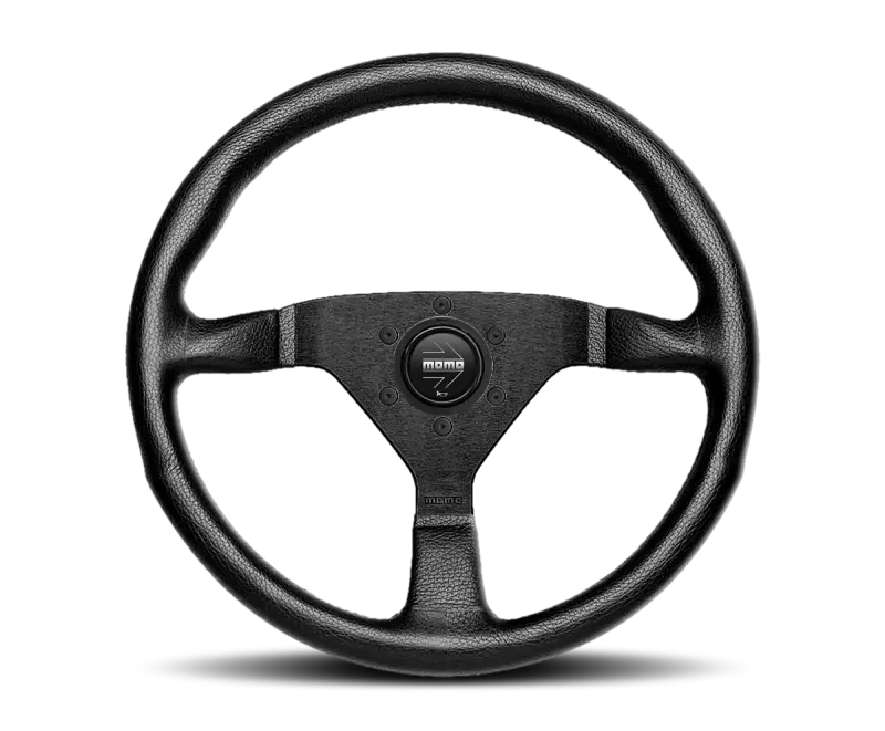Momo Montecarlo Steering Wheel 350 mm Black Leather Black Stitch Black Spokes
