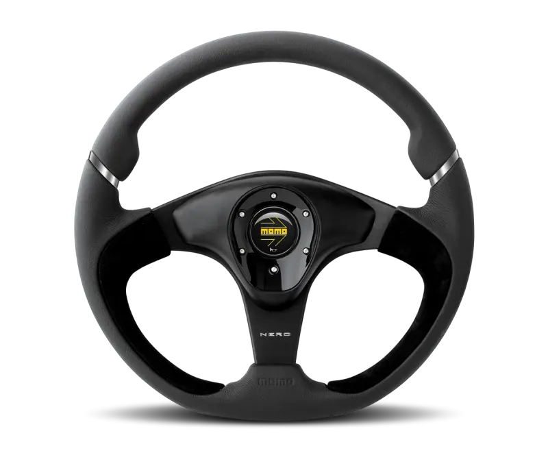 Momo Nero Steering Wheel 350 mm Black Leather Suede Black Spokes