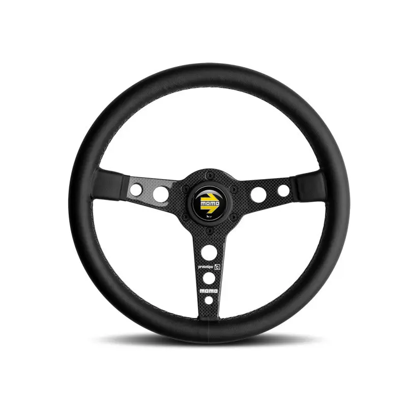 Momo Prototipo 6C Steering Wheel 350 mm Black Leather Gry St Cbn Fbr Spoke