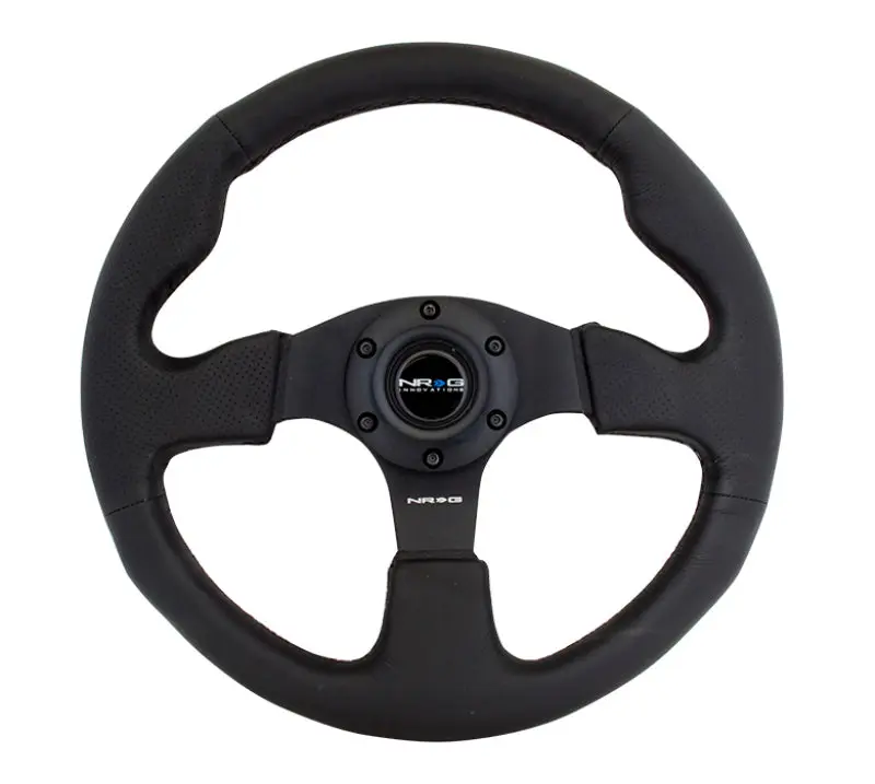 NRG Reinforced Steering Wheel (320mm) Black Leather w Black Stitching