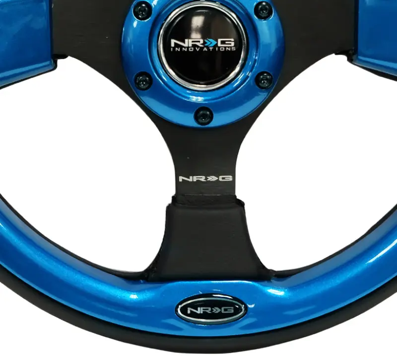 NRG Reinforced Steering Wheel (320mm) Blk w Blue Trim