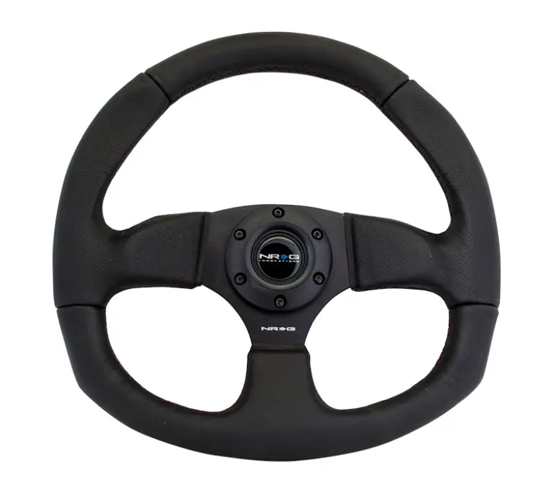 NRG Reinforced Steering Wheel (320mm Horizontal 330mm Vertical) Leather w Black Stitching