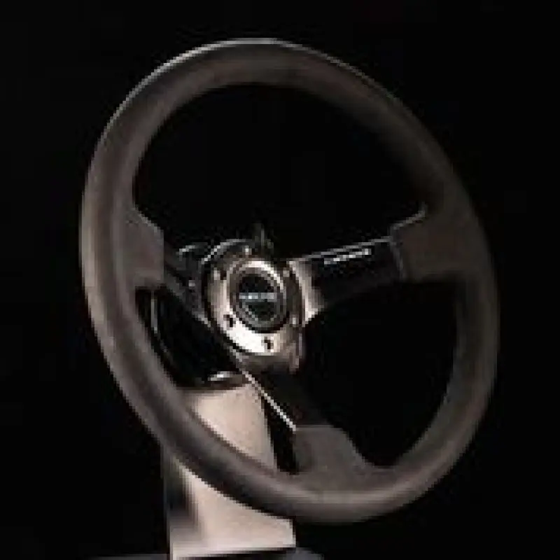 NRG Reinforced Steering Wheel (350mm 3in. Deep) Black Leather w Alcantara Stitching