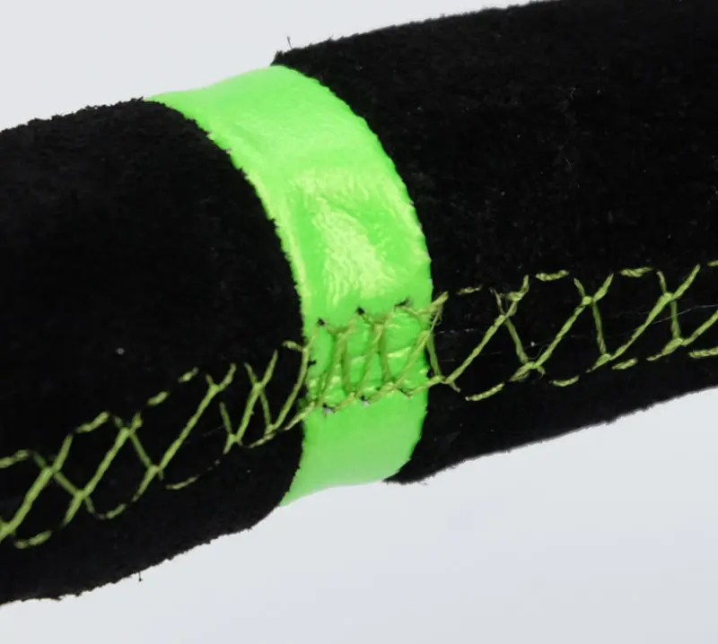 NRG Reinforced Steering Wheel 350mm 3in. Deep Blk Suede Neon Green Stitch w 5mm Matte Black Spoke