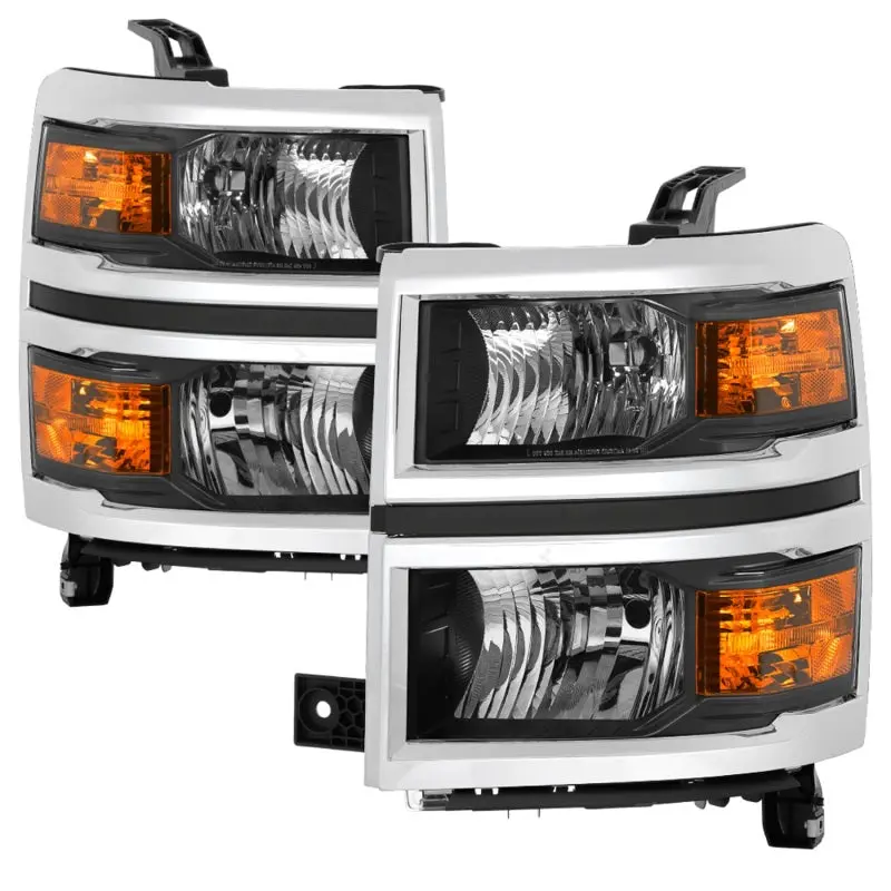xTune 14 15 Chevy Silverado 1500 (New Body) OEM Style Headlights w Trim Blk (HD JH CS14 CC BK) SPYDER