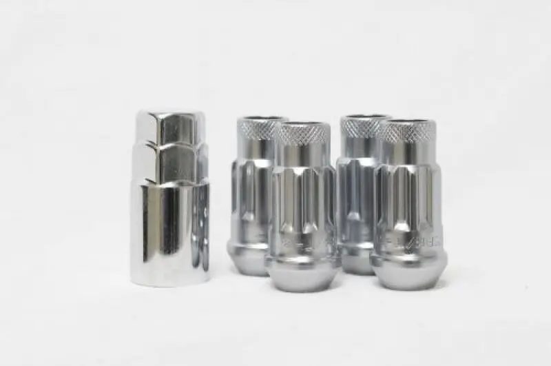 Wheel Mate 14x1.50 Monster Lug Satin Silver Locking Lug Nut Set 4
