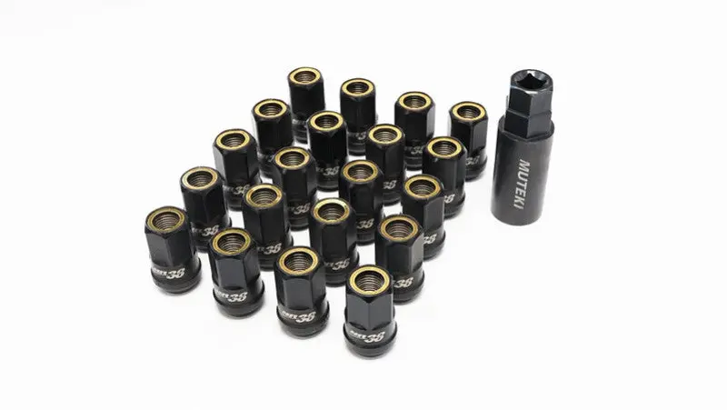 Wheel Mate Muteki HR38 Open End Lug Nuts 12x1.25 Titanium Chrome Yellow Ring