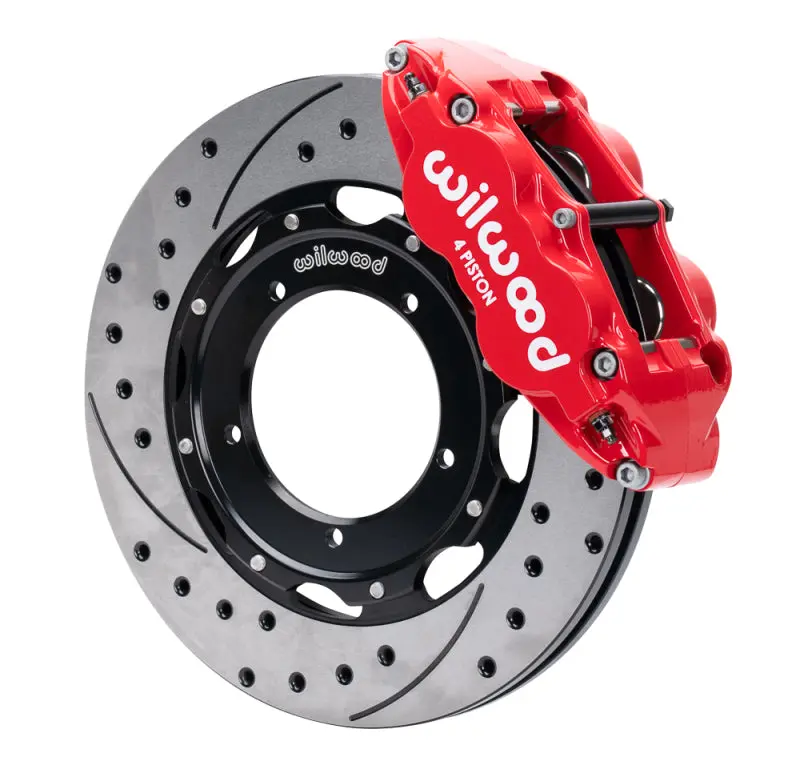 Wilwood 69-89 Porsche 911 Front Superlite Brake Kit 3.5in MT Drilled & Slotted Face Red