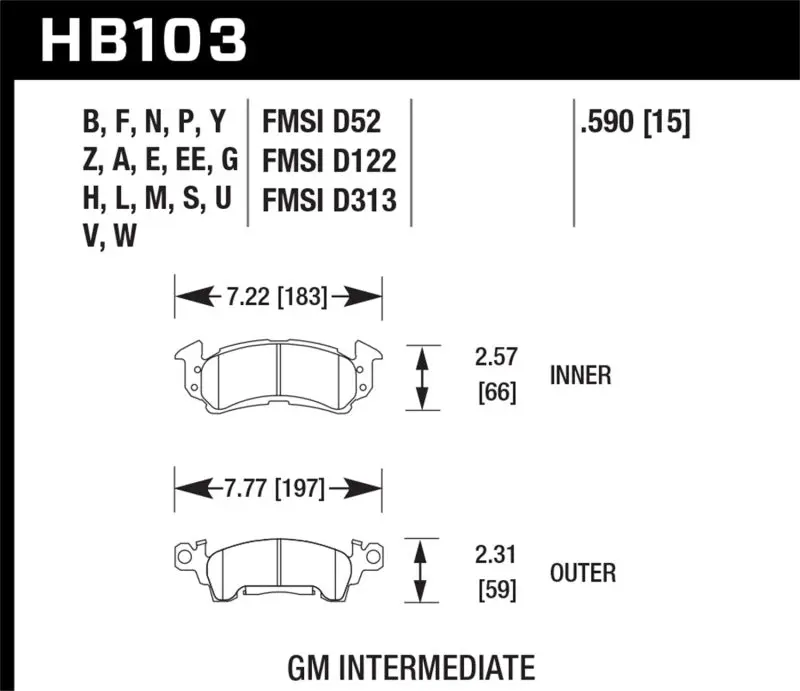 Hawk GMC Chevy Buick Cadillac DTC-50 Front Race Brake Pads Hawk Performance