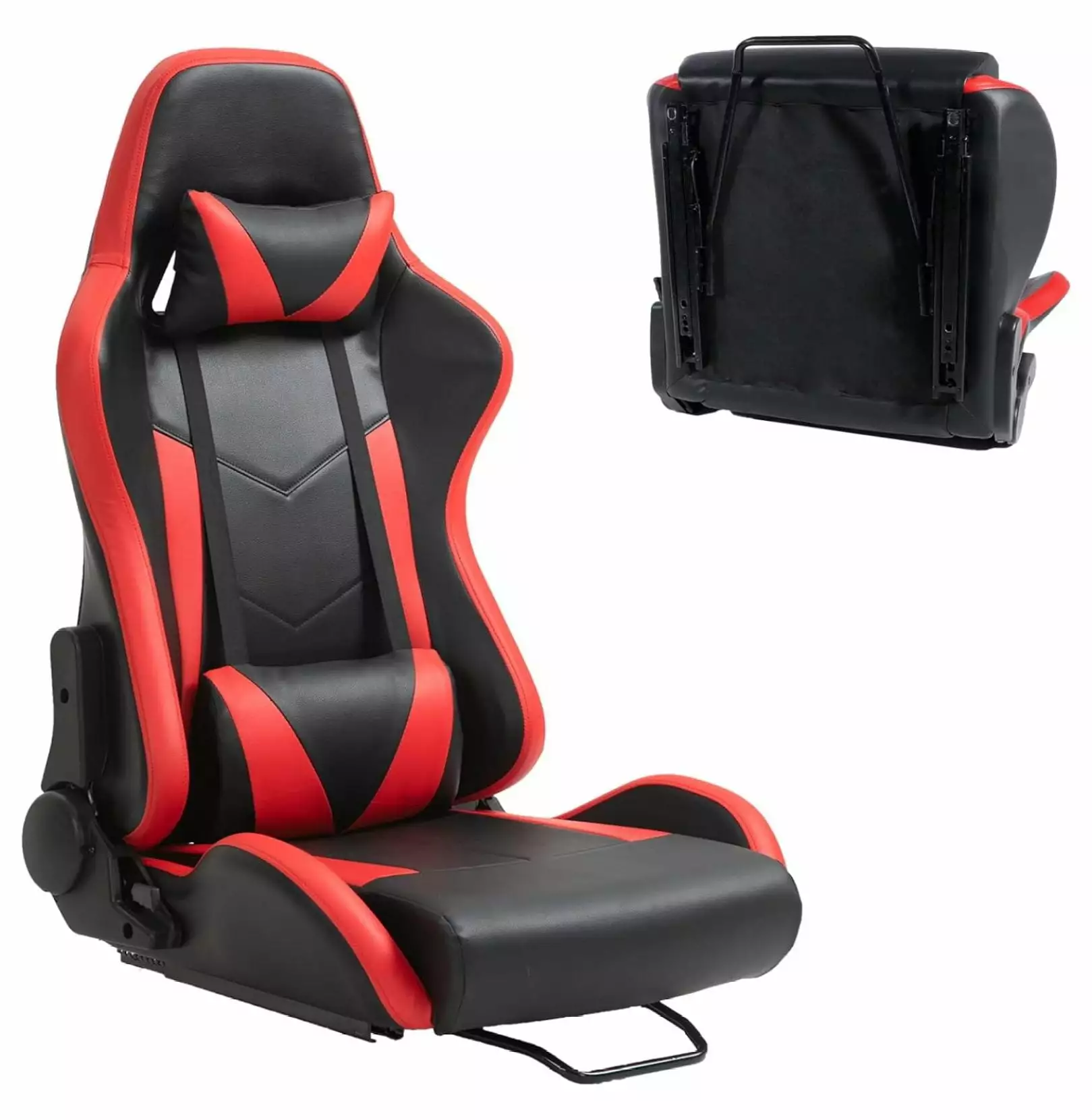 LaYelxt Racing Seat Double Lock Slip Racing Wheel Simulator Stand Cockpit Adjustable Cloth Red Installed Parts