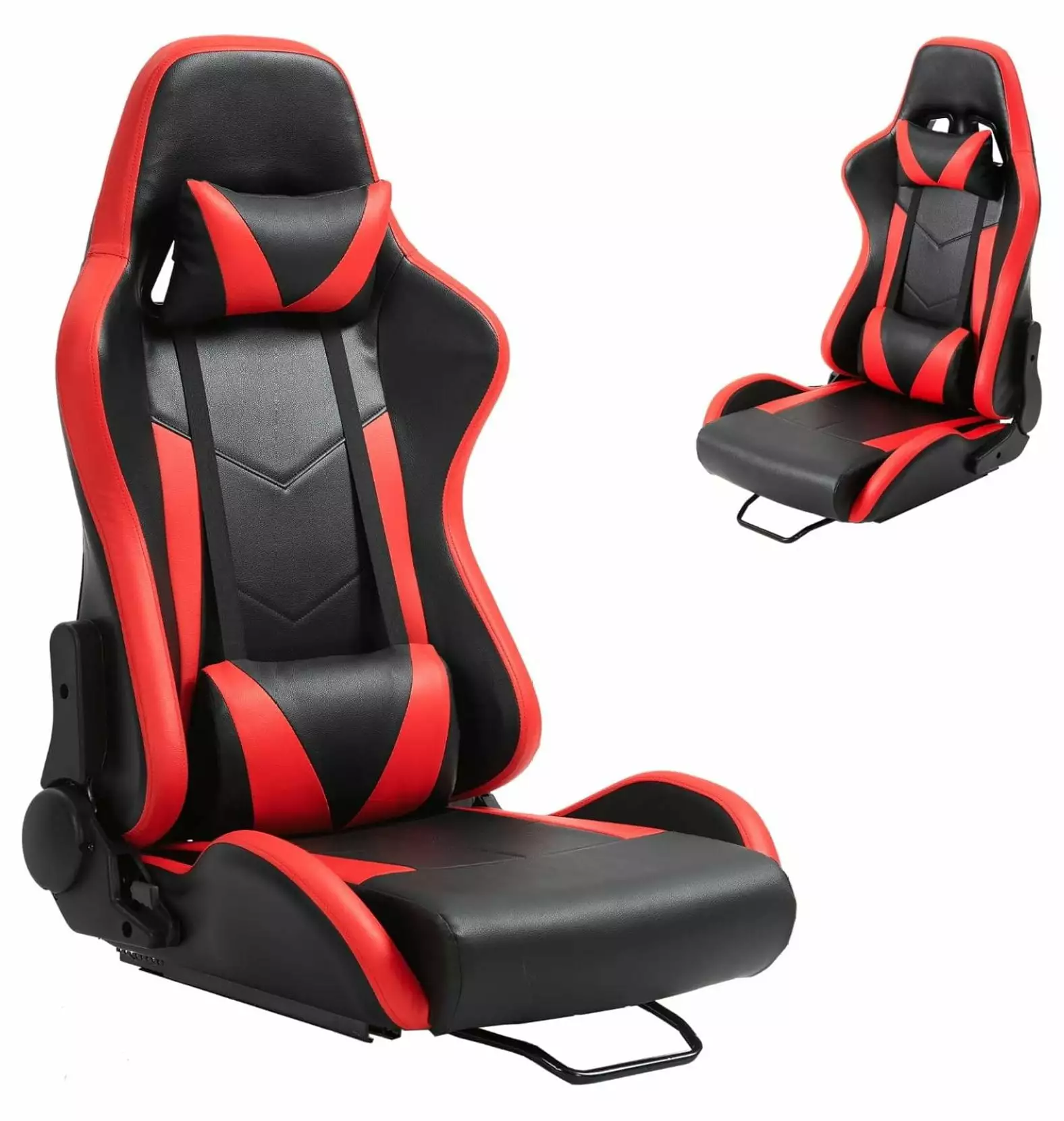LoWyiL Racing Gaming Bucket Seat Adjustable Double Slide Adapt Racing Simulator Cockpit Racing Wheel Stand Chair Video Gam...