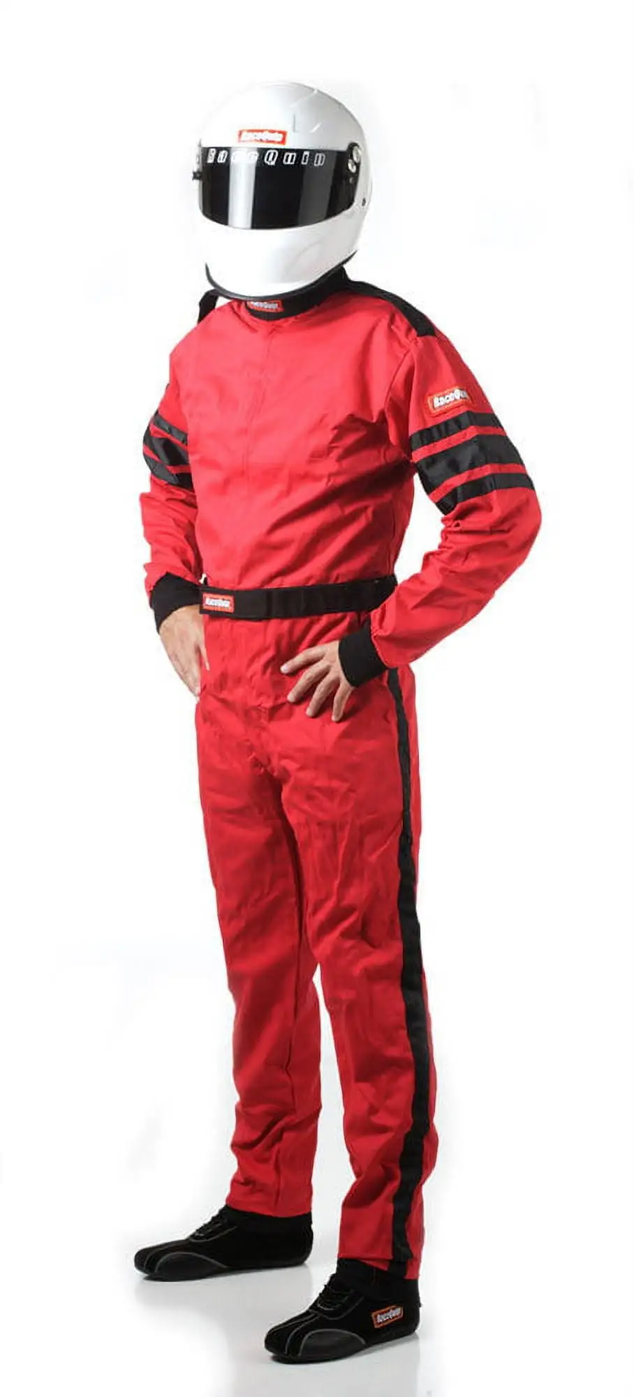 RaceQuip 110017RQP 110 Series 1-Pc Driving Suit SFI 3.2A/1 Red/Black Stripe 2XL M