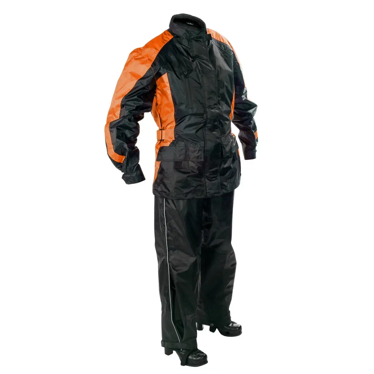 Fulmer. 4501423. Men's Motorcycle Rain Suit - 450 PROPEL - Waterproof Rain Jacket & Pants - Black/Orange. Medium S