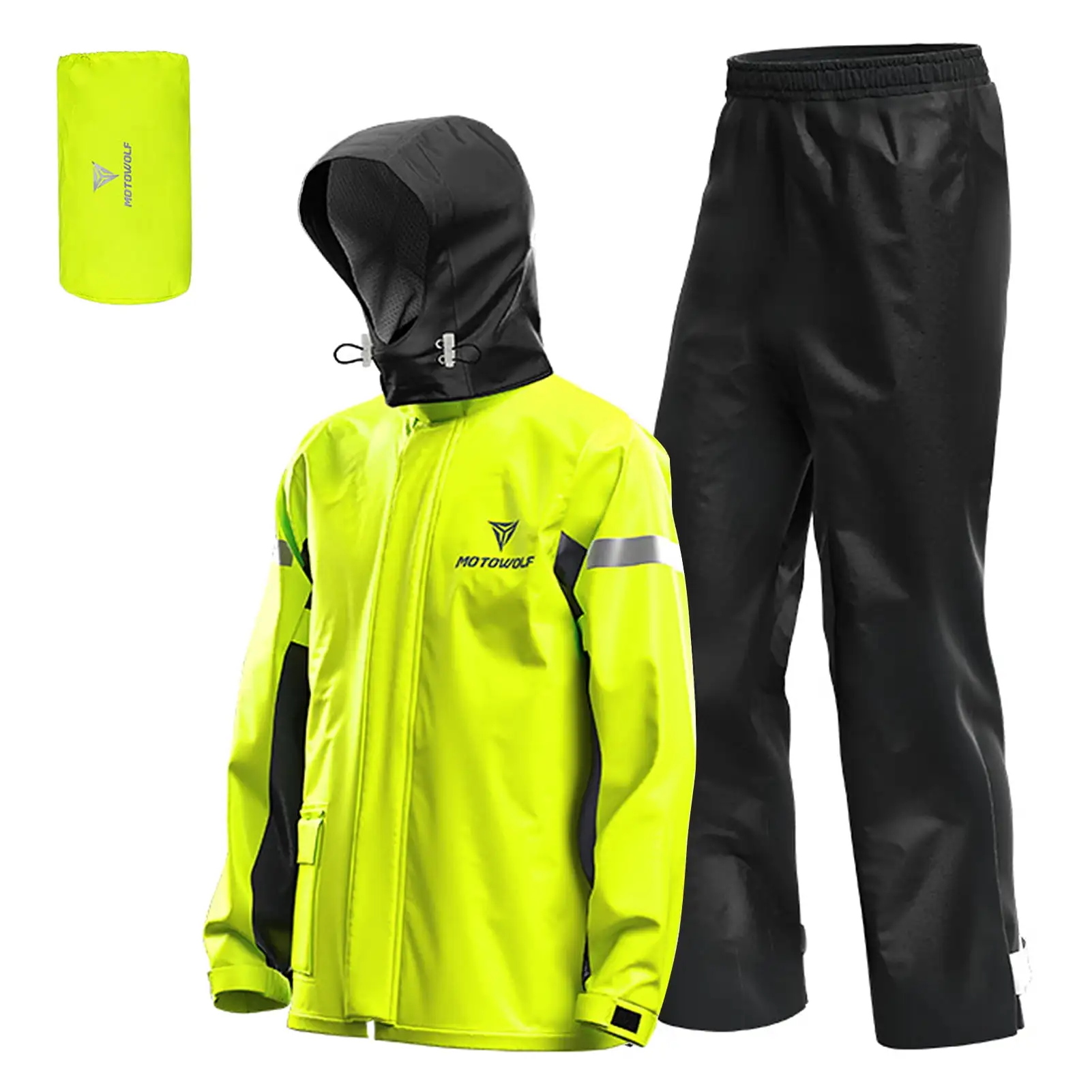Carevas Men Motorcycle Rain Suit Outdoor Reflective Waterproof Rain Jacket and Pants Rain Gear Bike Riding Cycling Camping...