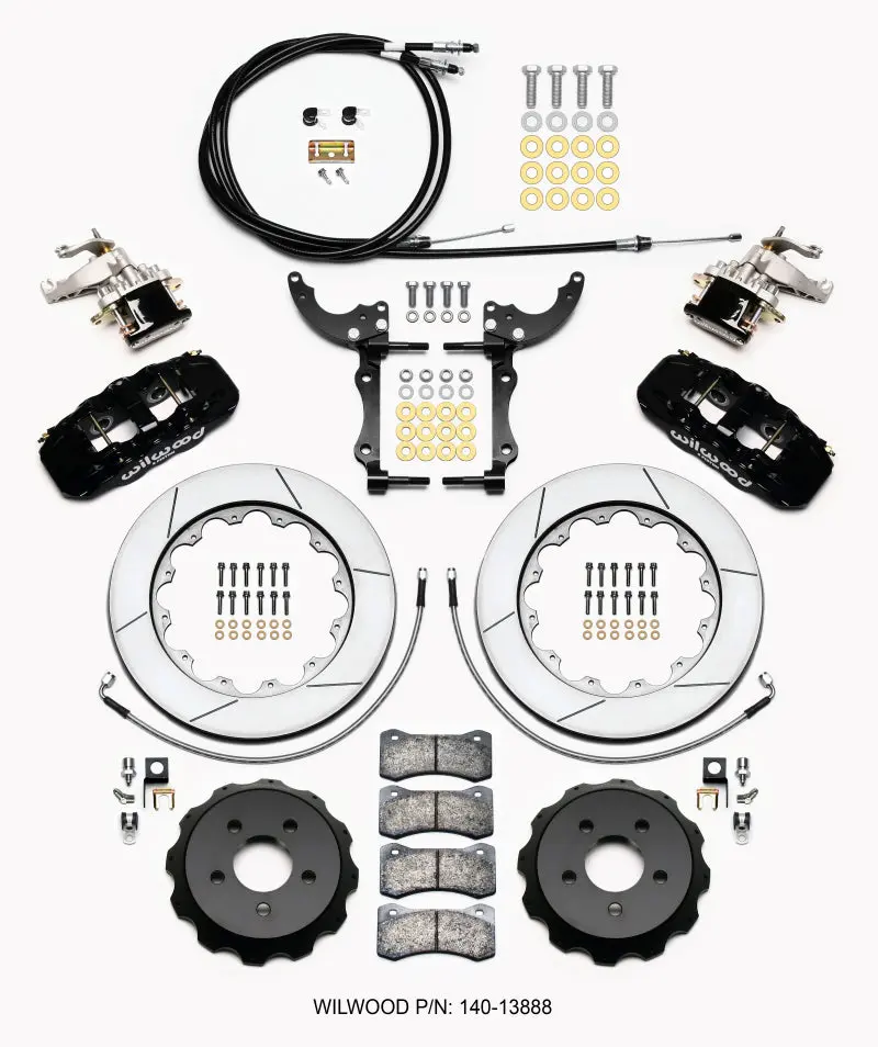 Wilwood AERO4 MC4 Rear Brake Kit 14.00 Lines & Cables 2015-Up Mustang