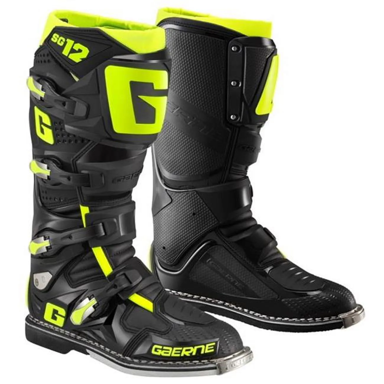Gaerne 2174-089-9.5 SG12 Riding Boot. Black & Fluro Yellow - Size 9.5 7