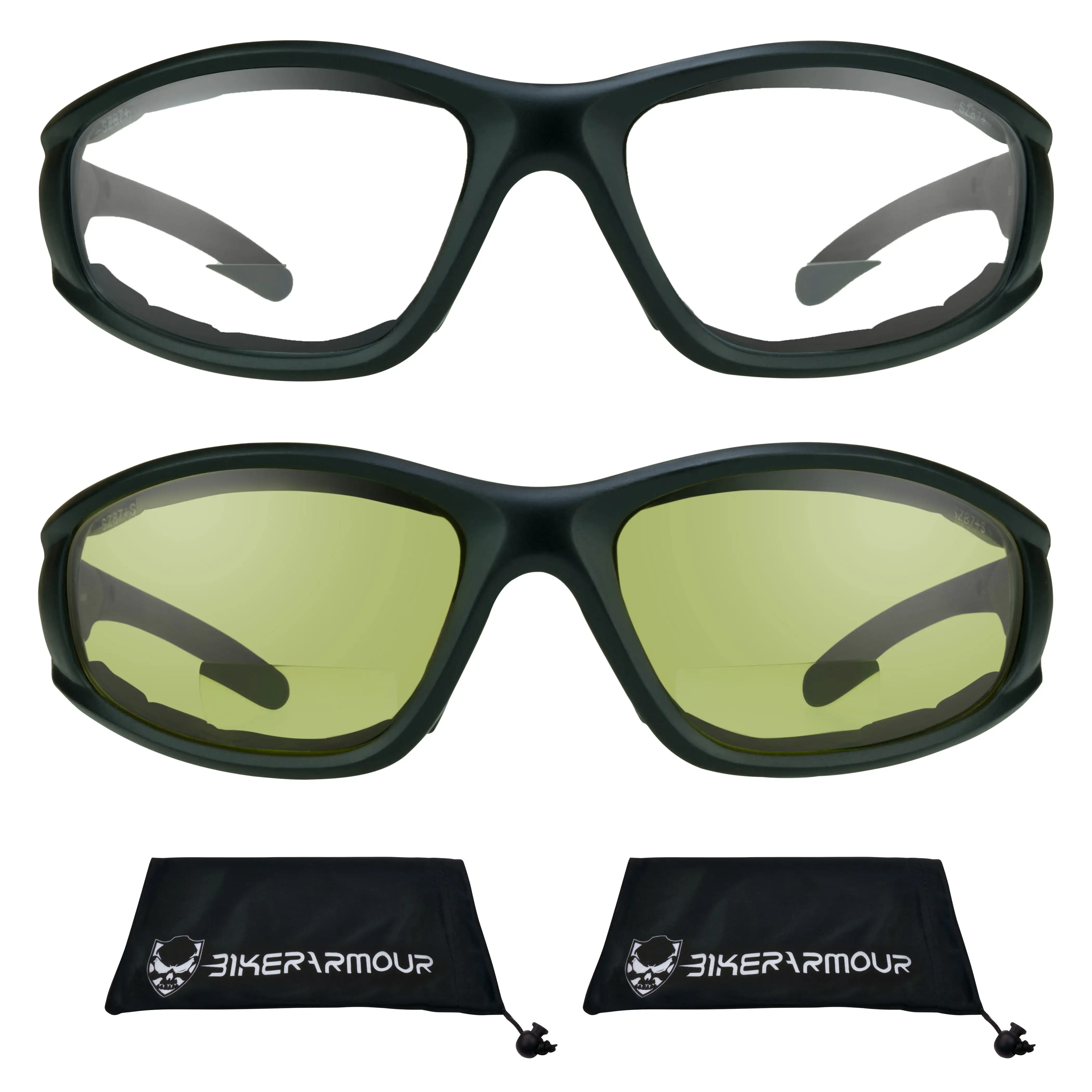 Bikershades BIFOCAL Motorcycle Safety Glasses Z87 Clear Yellow Sport Men Women 1