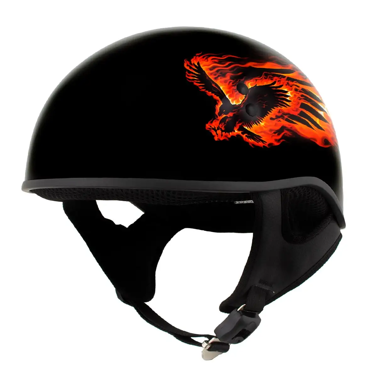 Hot Leathers HLD1006 'Black Out Eagle' Motorcycle DOT Approved Skull Cap Half Half Helmet Men and Women Biker S