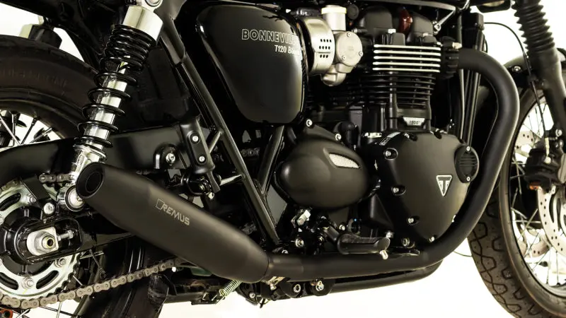 Remus 2018 Triumph Bonneville T120 Euro 4 Tapered Black Slip On Exhaust Left Side
