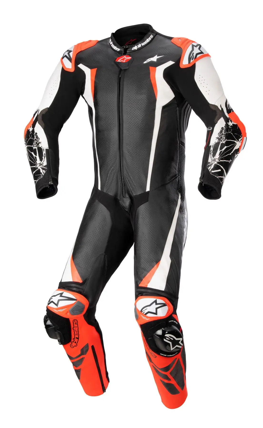 Alpinestars Absolute V2 Mens Leather Motorcycle 1-pc Suit Black/White/Red 52 EUR 48