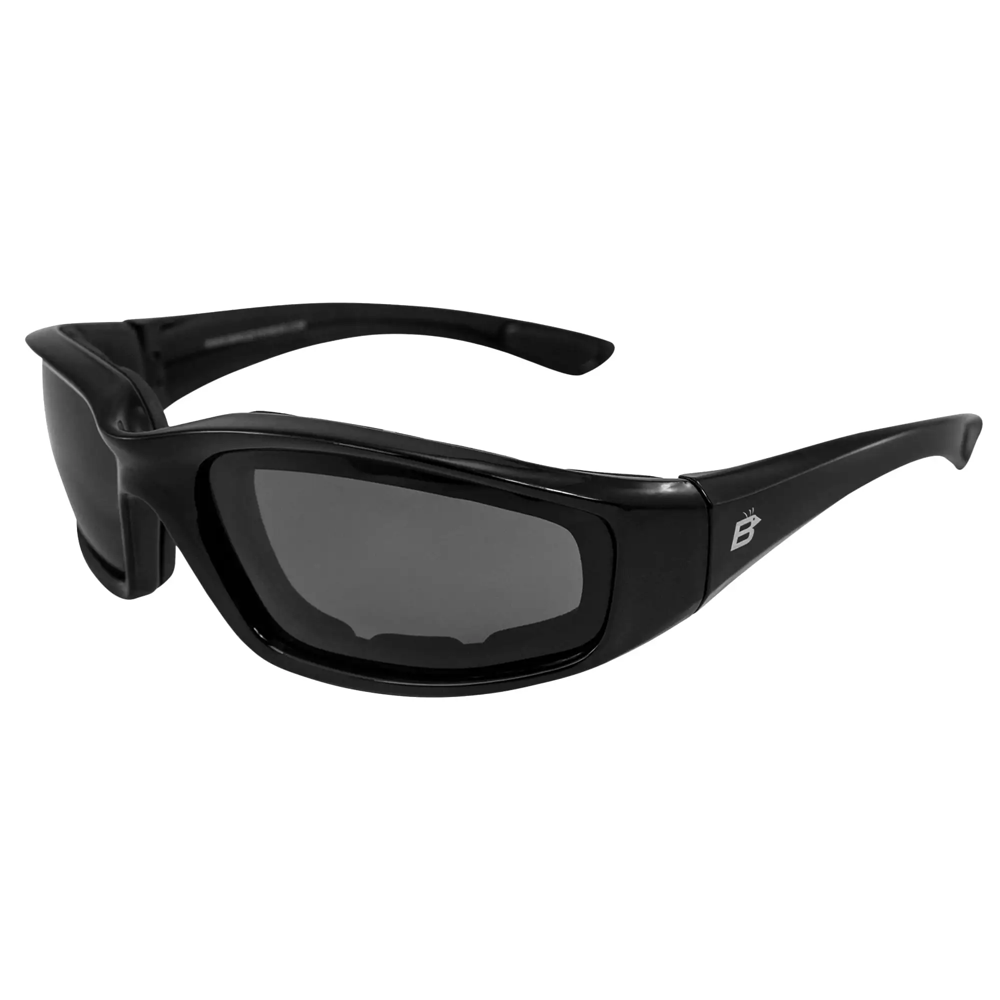 Birdz Eyewear Oriole Anti Fog Padded Motorcycle Sunglasses Men & Women Black Frame w/ Polarized Smoke Lens