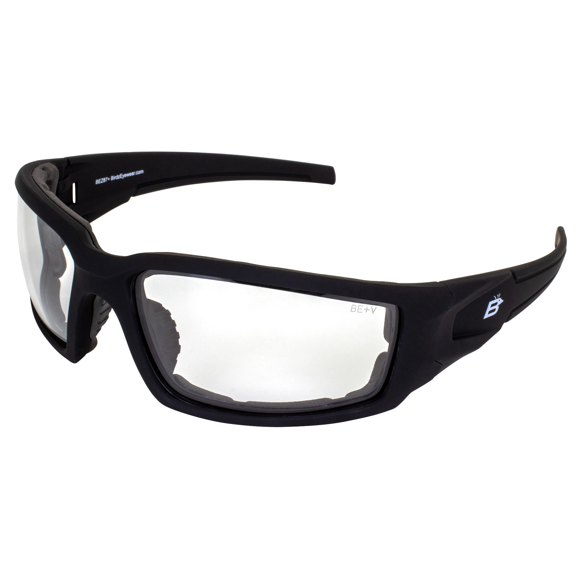 Birdz Eyewear Osprey 24 Photochromic Motorcycle Safety Sunglasses Men or Women Foam-Padded Black Frame w/ Lenses That Tran...