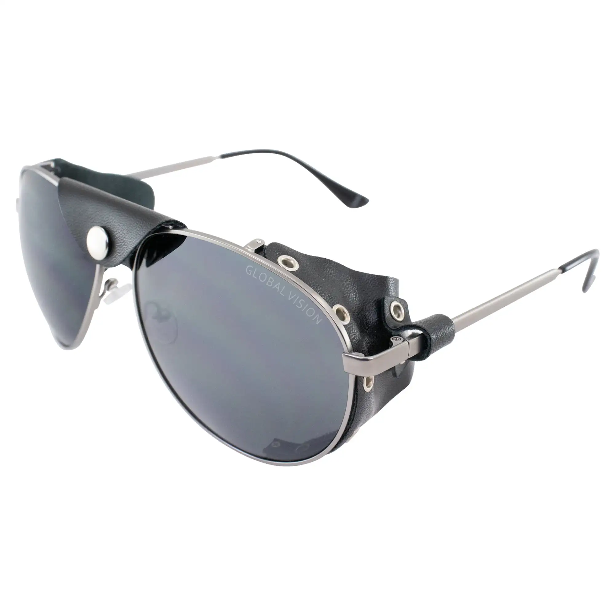 Global Vision Aviator-3 Motorcycle Sunglasses w/Side Shields Gunmetal Frames w/Smoke Lenses