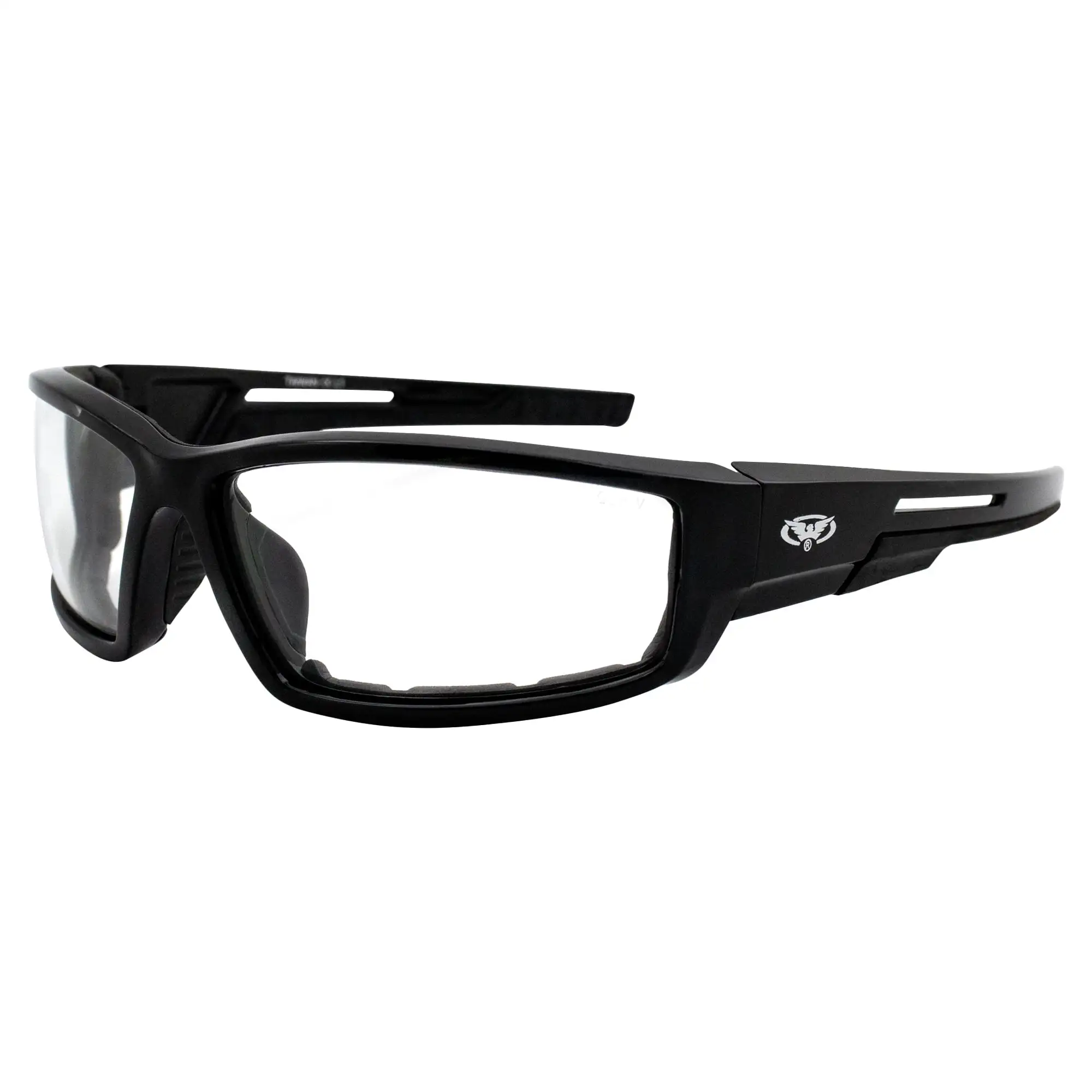 Global Vision Sly 24 Padded Motorcycle Sunglasses Gloss Black Frames 24 Hour Transforming Photochromic Clear to Smoke Lenses