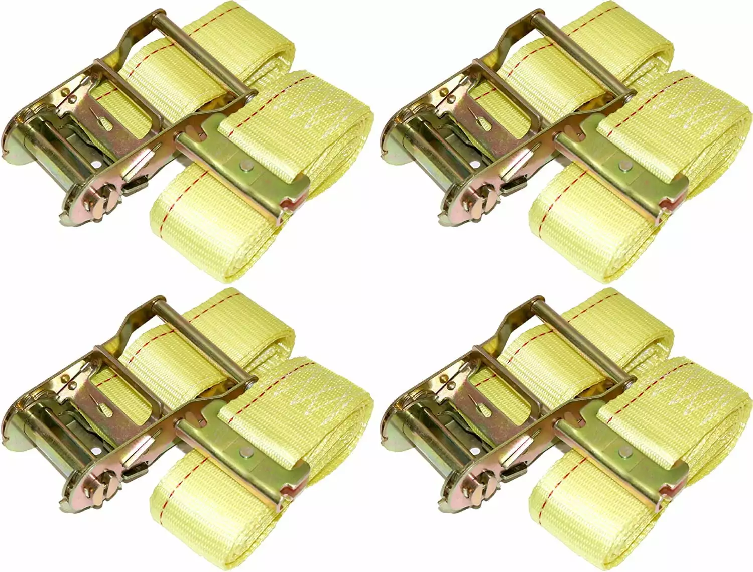 4 Pack 2 x 12' E Track Ratchet Straps Heavy Duty Steel Ratchet & Polyester Webbing DKG Straps