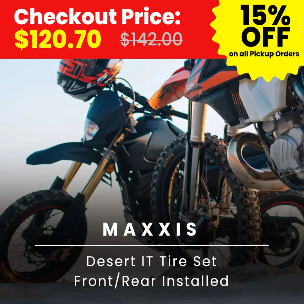 Motorcycle Dirtbike Maxxis Desert IT Tire Set Front Rear Installed Fullerton CA Multi