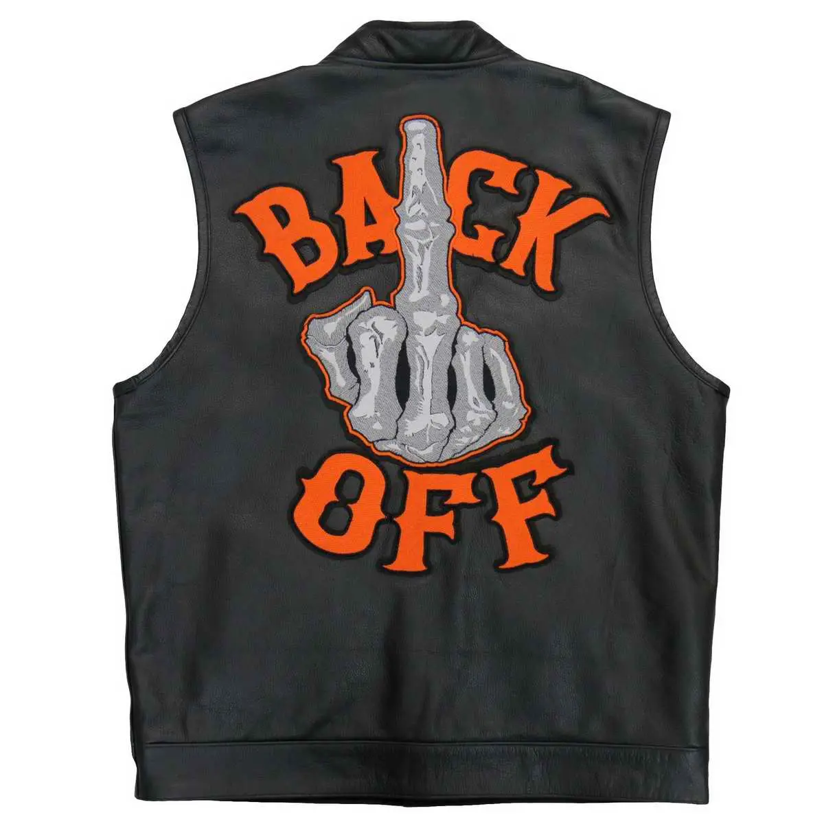 Hot Leathers VSM2002 Men's Black 'Back Off Finger' Leather Vest Medium