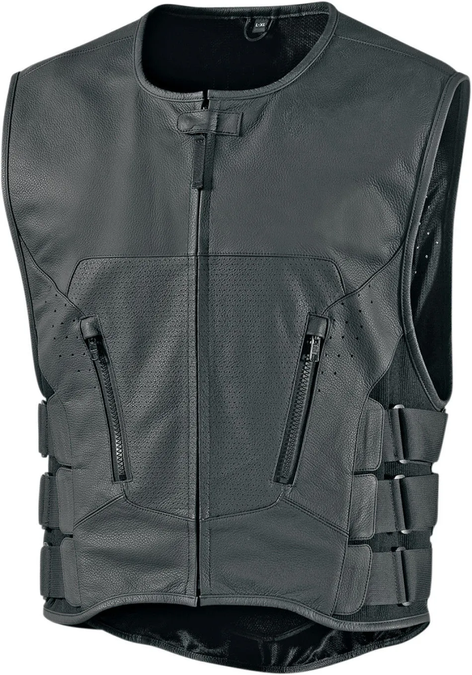 Icon 2018 Regulator D30 Motorcycle Stripped Vest - Black - MGW-12559 Large