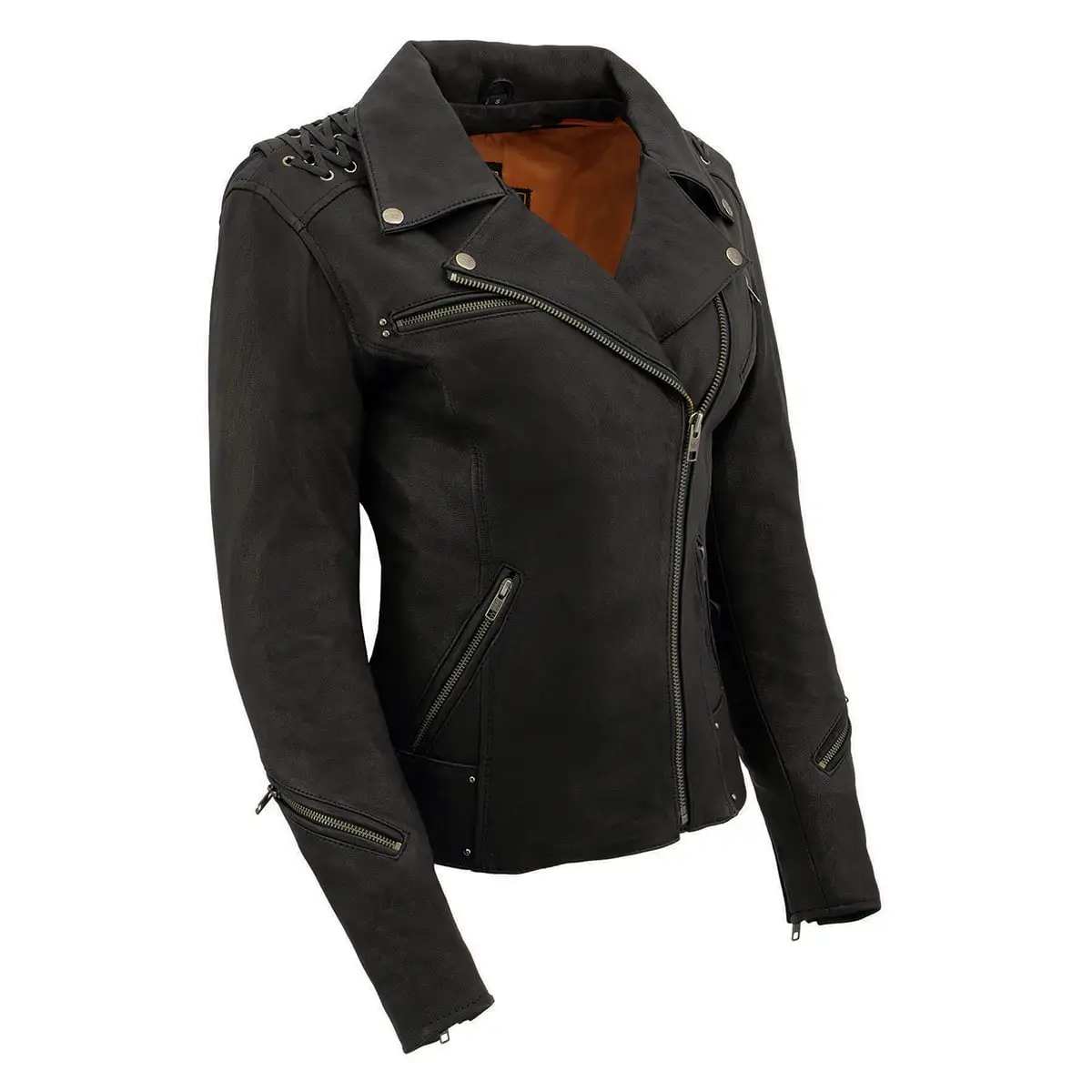 Milwaukee Leather MLL2525 Women's Black Leather Lightweight Lace to Lace Jacket 4X-Large