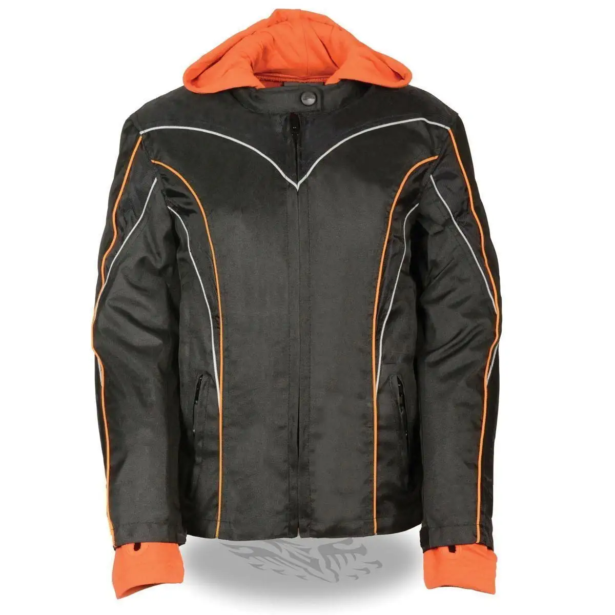 NexGen SH1960 Women's Black Hooded Textile Jacket Reflective Piping 4X-Large