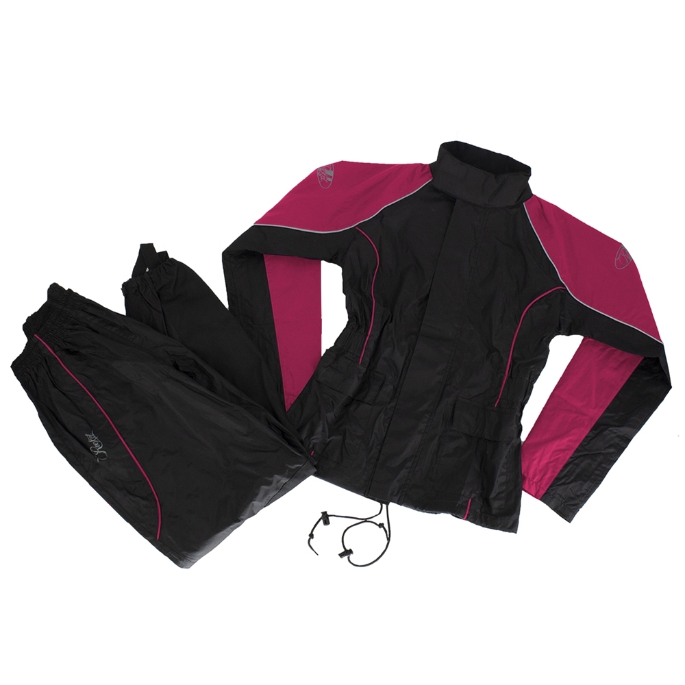 Joe Rocket RS2 Womens 2-Piece Motorcycle Rain Suit (Black/Pink. Medium) (1012-2903) S