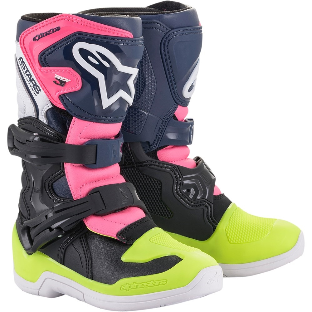 Alpinestars Youth Tech 3S Offroad Boots - Black/Blue/Pink - MGW-27010