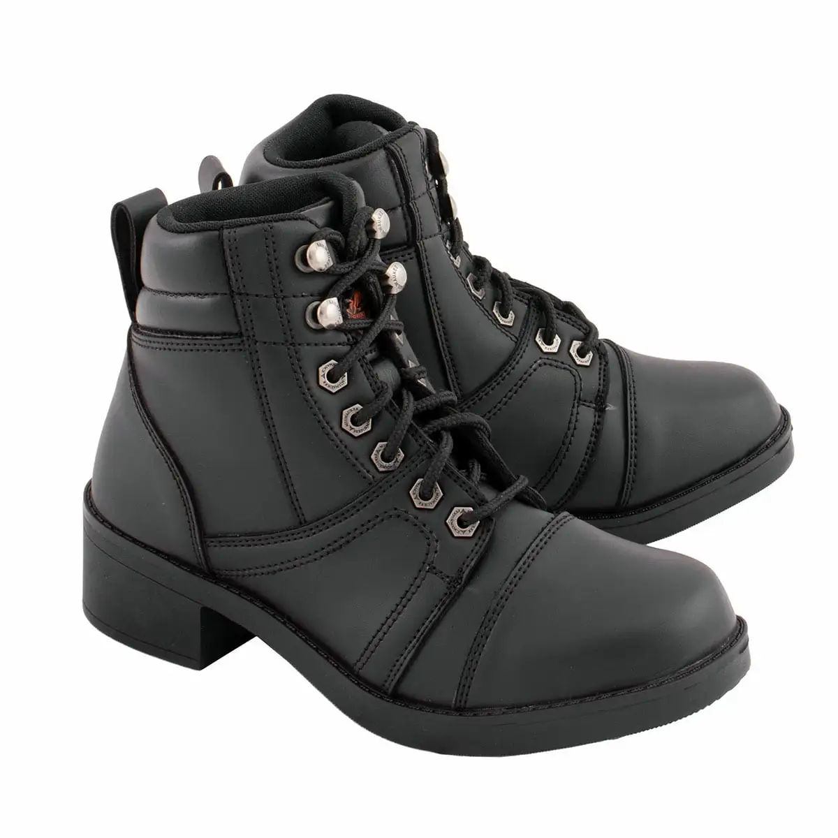 Milwaukee Leather MBK9285 Boys Black Lace-Up Biker Style Boots 6.5