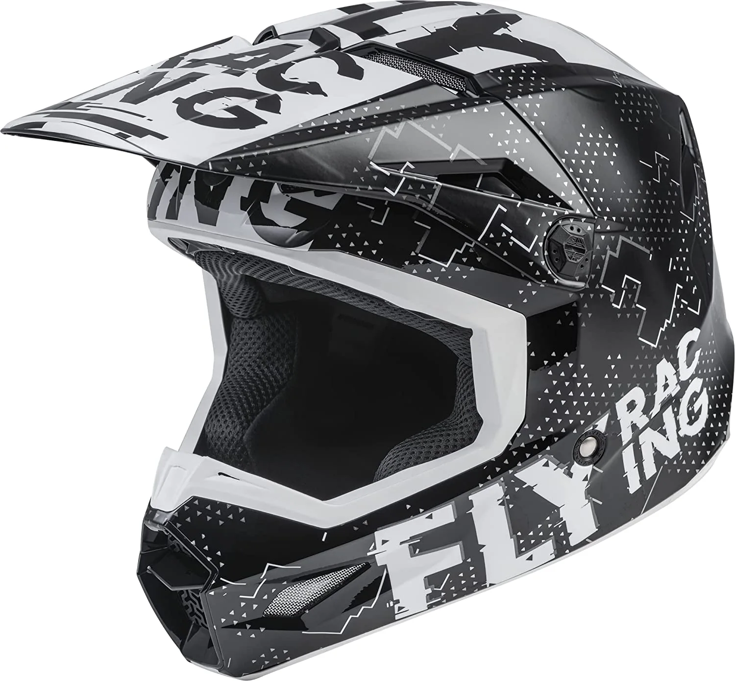 Fly Racing 2022 Youth Kinetic Scan Helmet (Black/White. Youth Small)